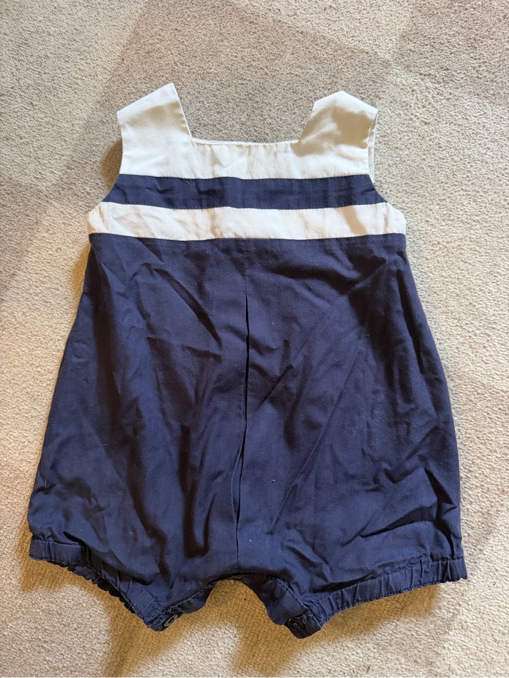 Vintage Navy and White Toddler Bubble Romper